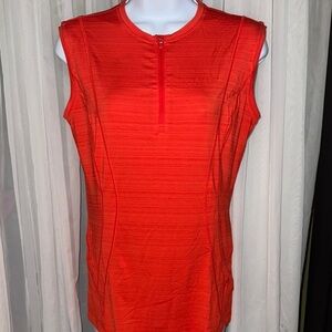 Athleta Orange Ribbed Mandarin Collar Muscle Tee